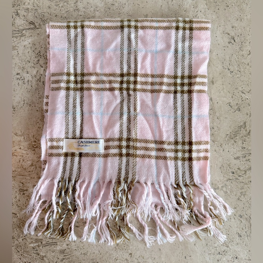 ROYAL ROSSI Cashmere Fringed Plaid Scarf